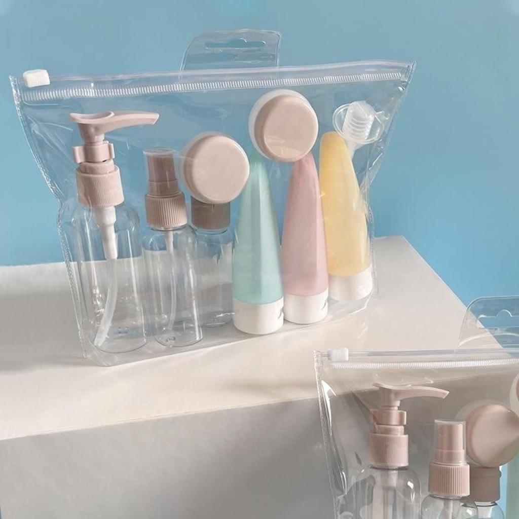 11 sztuk Zestaw Butelek Podróżnych z Torbą do Przechowywania Rozmiar Podróżny Puste Pojemniki na Płyny Kremy Balsamy Butelka z Rozpylaczem Drobnej Mgiełki Tubki do Wyciskania