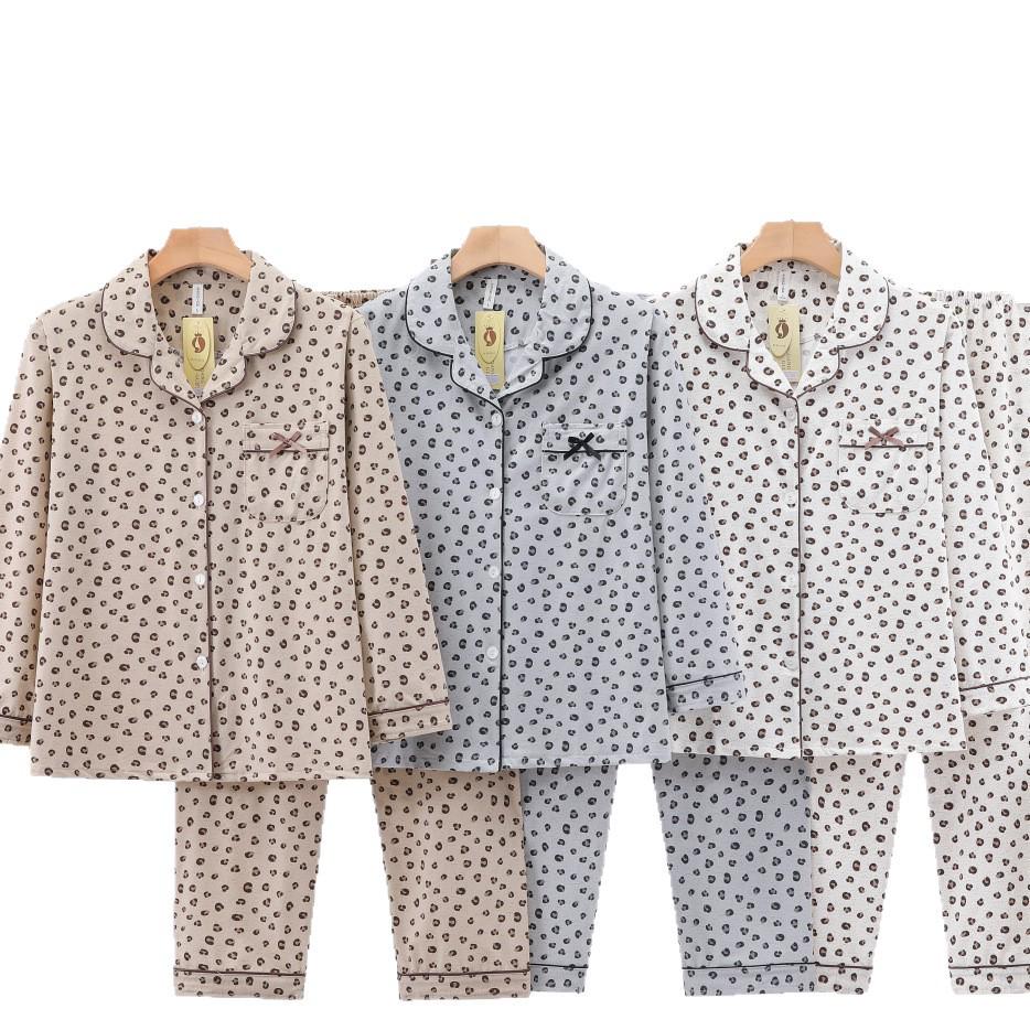 Dingdang Guifei Women's Long Sleeve Pajama Set - Turn-Down Collar, Comfortable Autumn/Winter Homewear