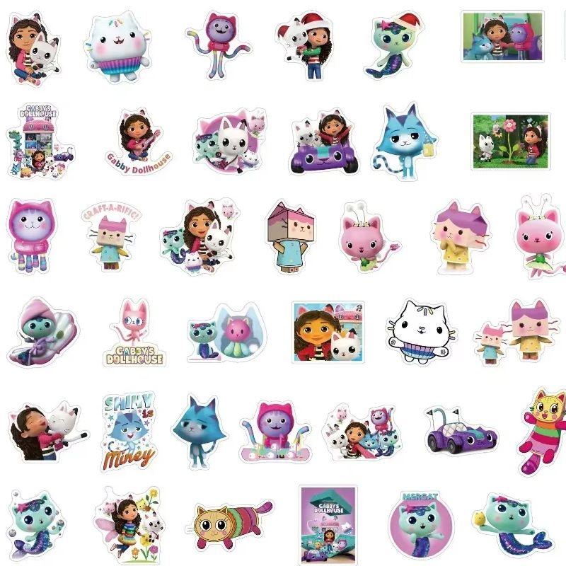 50 Stück Animation Gabby's Puppenhaus Cartoon Graffiti Aufkleber Abziehbilder Koffer Gitarre Laptop Computer Dekoration Kinder Klassiker Geschenk