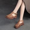Johnature Sandali intrecciati traspiranti scavati Scarpe da donna in vera pelle stile romano retrò