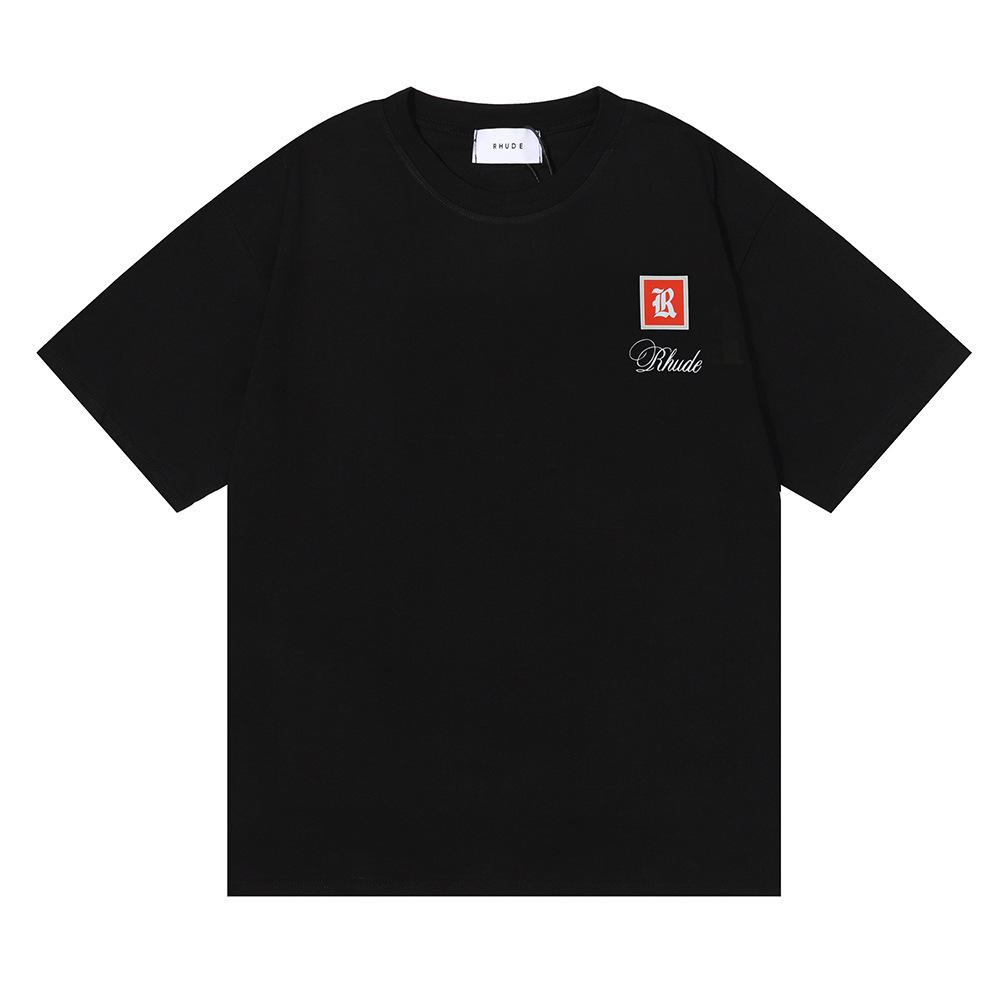Grenzüberschreitende europäische und amerikanische Trendmarke RHUDE Marokko Mikro-Label gedrucktes kurzärmeliges T-Shirt für Männer und Frauen Paare High Street locker
