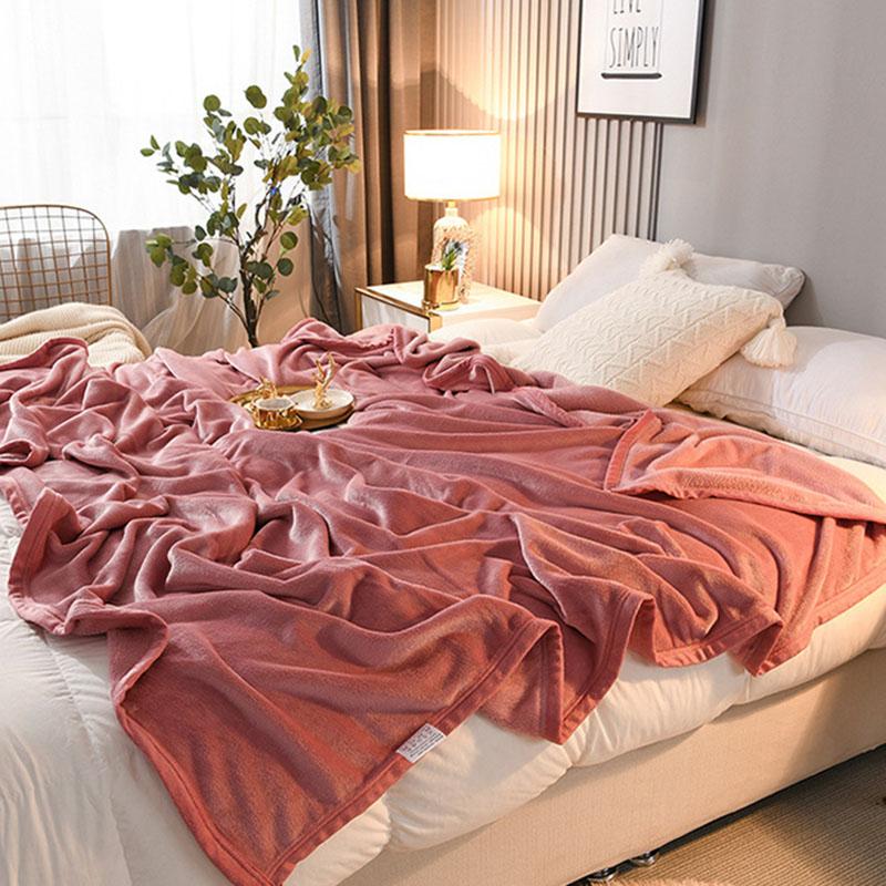 Nordic Soft Solid Color Flannel Blanket Multifunctional Comfort Colorfast Towel Quilt Four Seasons Sofa Blanket for Office Nap