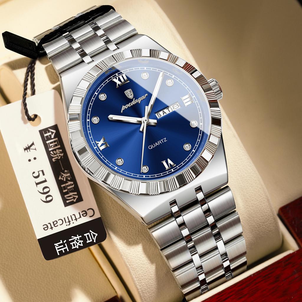 Men'S Watch Double Calendar Slim Quartz Watch