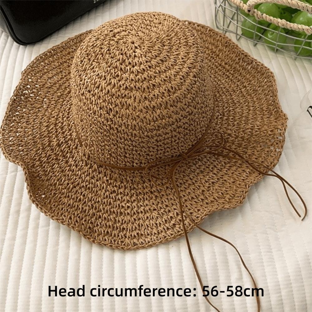 Sun Protection Seaside Sun Hat Large Brim Bow Panama Hat Summer Beach Fisherman Hat