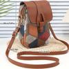 Retro Contrasting Color Women'S Bag Multi-Layer Practical Small Crossbody Bag Diamond Splicing Phone Bag Shoulder Bag