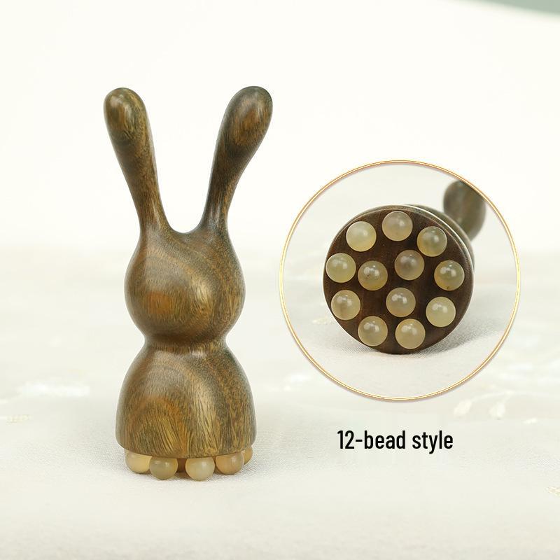 Natürlicher Grüner Sandelholz Kaninchenauge Massager & Lotus Samen Gesicht Akupunkturpunkt Stick