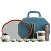 Guochao Qingshan Coarse Pottery Outdoor Camping Tea Set, Living Room Office Meeting Guests Tea Set, the Company Opened for Printing