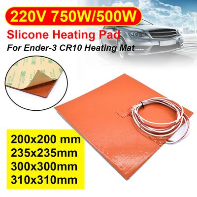 3D Printer Siliconen Verwarmingsmat Vierkant 220V Verwarmingsmat 200x200MM/310x310MM 500W/750W Zonder/Met Vier Bevestigingsgaten