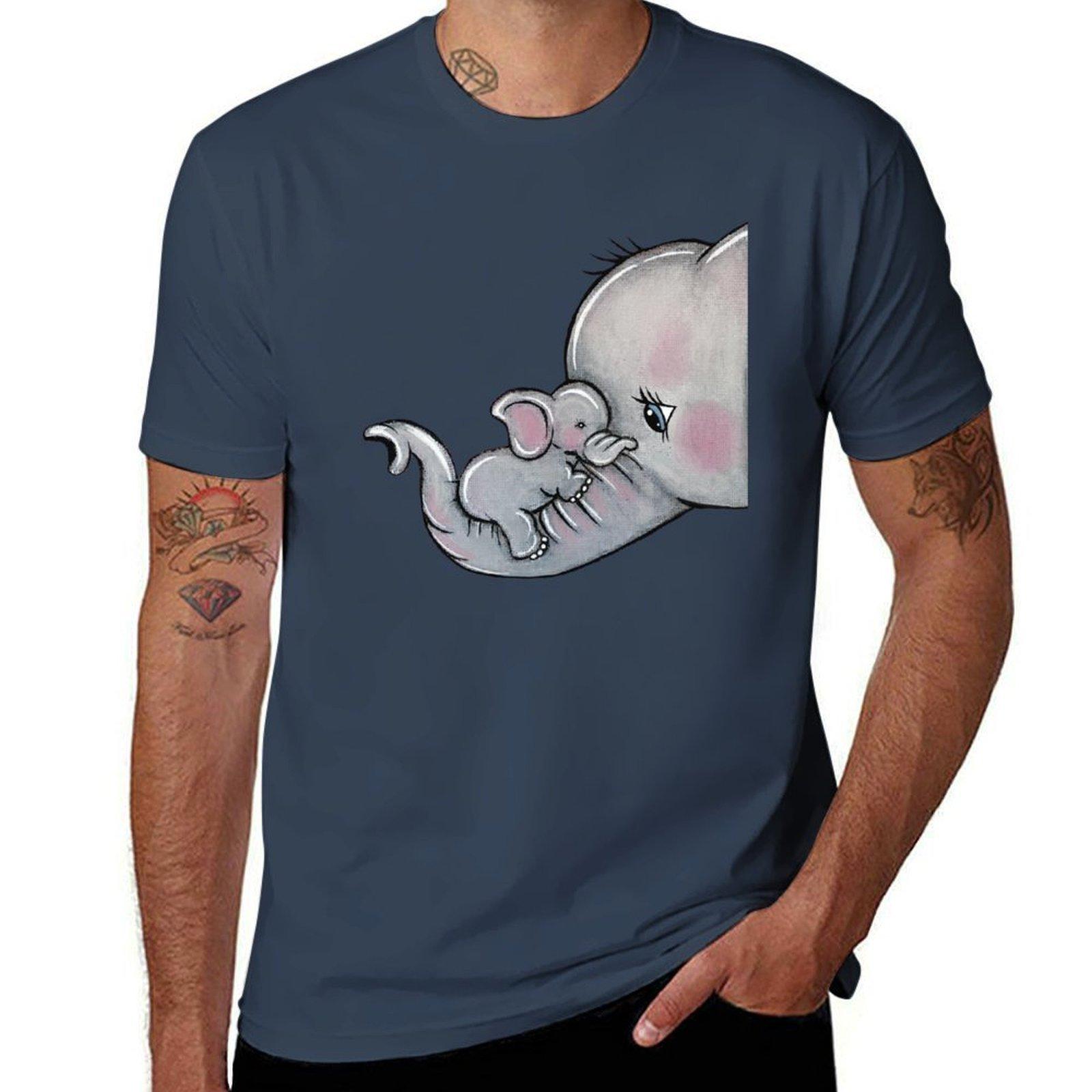Nelly Baby And Mum Elephant Art Tshirt Basic All Season Solid Tshirt S
