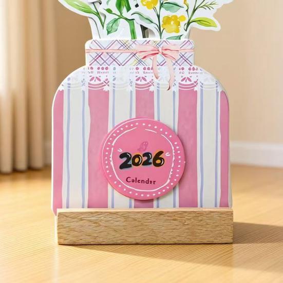 2025-2026 Small Desk Calendar 24 Months Floral Desktop Calendar Home Office Mini Standing Flip Decorative Flower Calendar