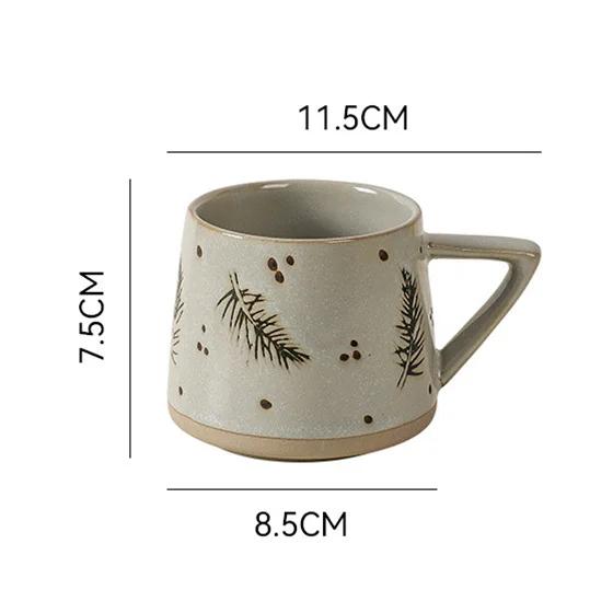 Christmas Gift Retro Ceramic Mug Heat-resistant Handle Coffee Cup Elk Handmade Juice Milk Cup For Home Office Water Cup Tea Cup