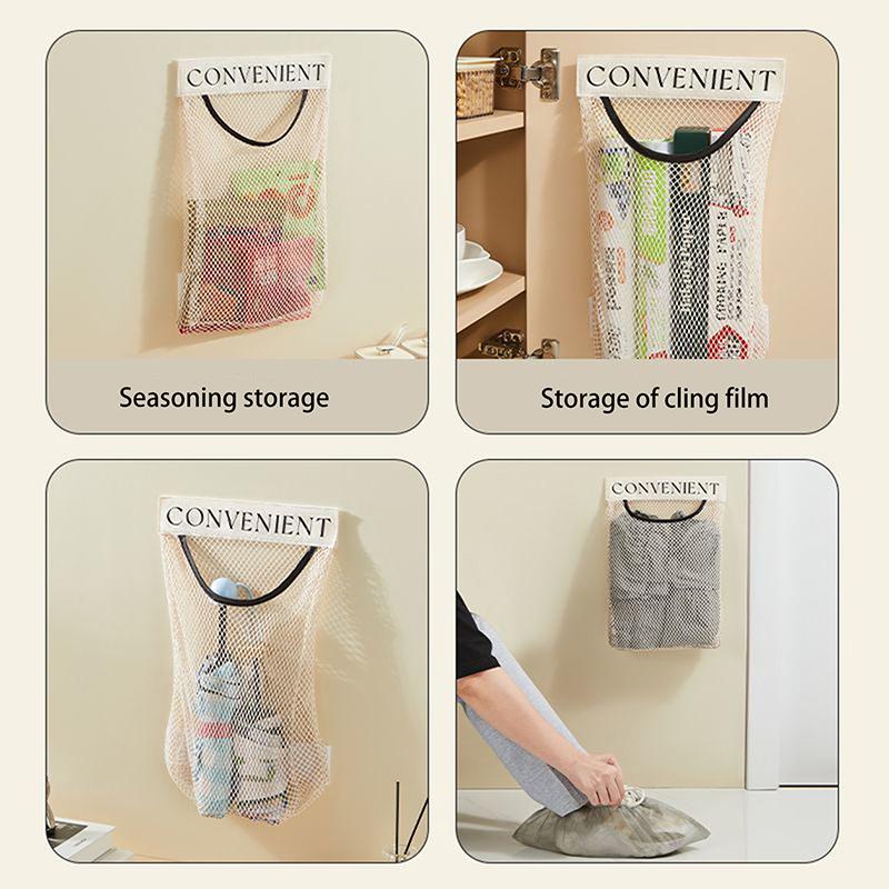 1 Stück Hängende Aufbewahrungsnetzbeutel Küchenmüllsack Aufbewahrungswerkzeuge Wandmontierte Aufbewahrungstasche mit großem Fassungsvermögen Verpackung Plastiktüte
