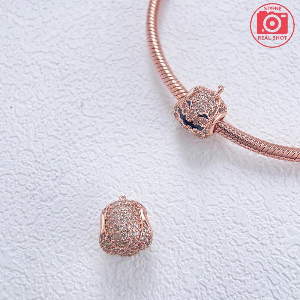 Anhänger Kompatibel Mit Authentischen Armbändern Halloween Leuchtet im Dunkeln Mattschwarz Boo Geist Gruselige Kürbis Schädel Kupfer Anhänger Perlen Anhänger Schmuck