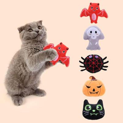 Halloween Pumpkin Spider Plush Cat Toy for Self-Play