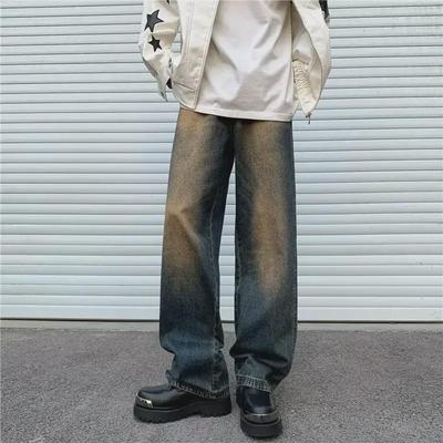 Men's Retro Loose Straight Washed Distressed Jeans