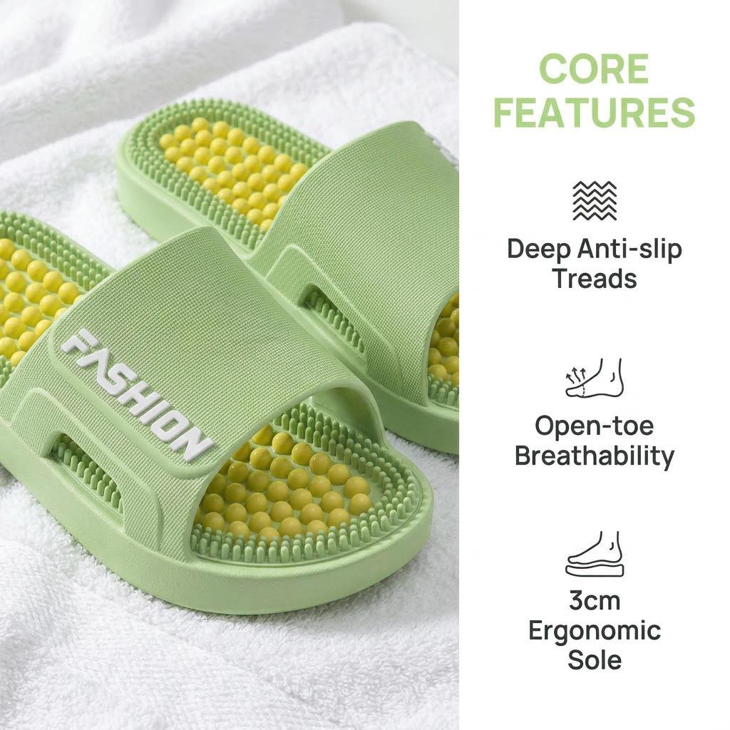 Women Men Acupressure Massage Slippers Soft EVA Anti-Slip Ergonomic Reflexology Slides for Home Bathroom Indoor Outdoor Foot