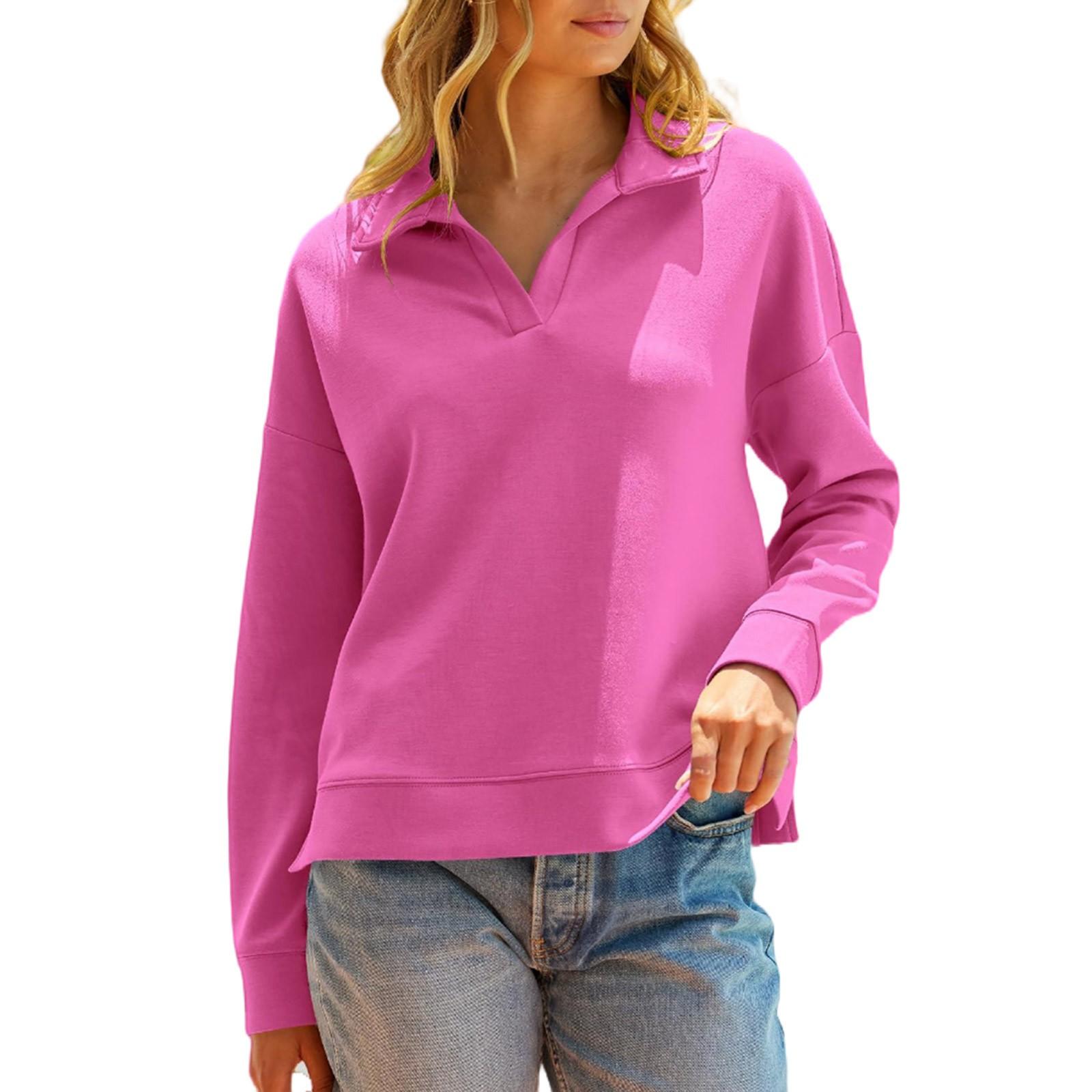 

Женская модная толстовка с длинными рукавами, осенним подолом, разрезом, длинными рукавами, однотонным лацканом и галстуком XXL