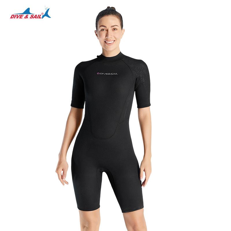 3MM Warm Diving Suit Women s Cold-proof One-piece Short-sleeved Thickened Surfing Snorkeling Swimsuit XS чёрный
