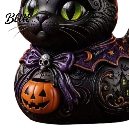 Witchy Cat Duck Sculpture Midnight Witches Figurine Dark Fantasy Resin Occult Themed Table Decor Statue Gothic Cat-Duck Ornament Spooky Halloween