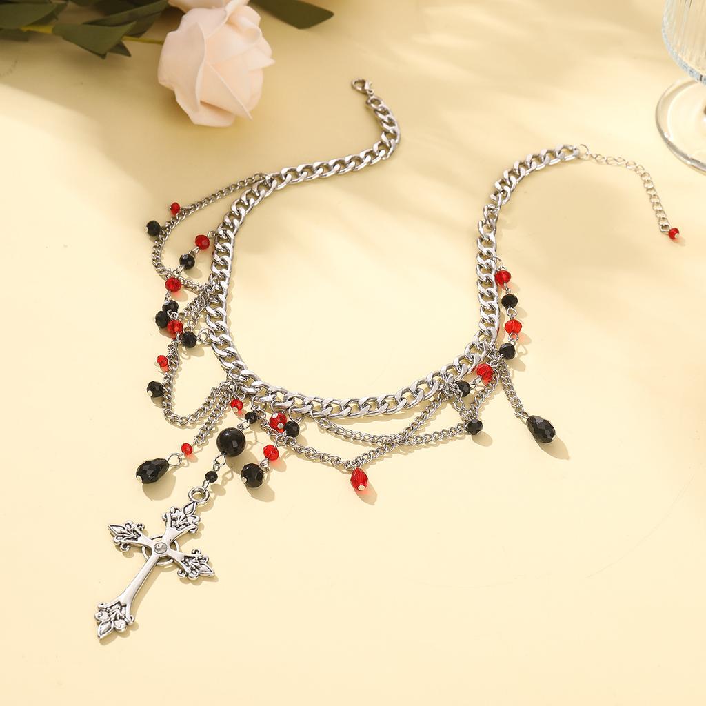 Hip Hop Halskette Kreuz Anhänger Dunkle Schlüsselbein Kette Gothic Süß Cool Halskette Nische