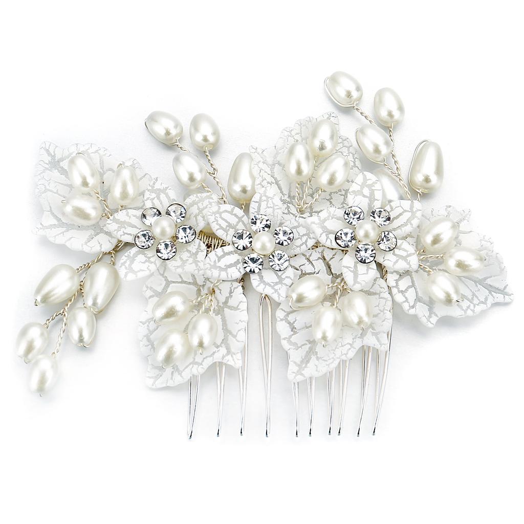 Elegant Women's Hairpin Gold Silver Leaf Pearl Hair Comb Korean Style Jewelry Wedding Hair Accessories For Girls New Year Gifts