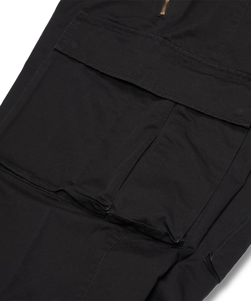MUDSALT 8P Elastic Waist Wide Cargo Pants Black