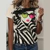 Geometric face pop art T-shirt ethnic 3d printing women's street O-neck T-shirt Harajuku Y2k top oversized