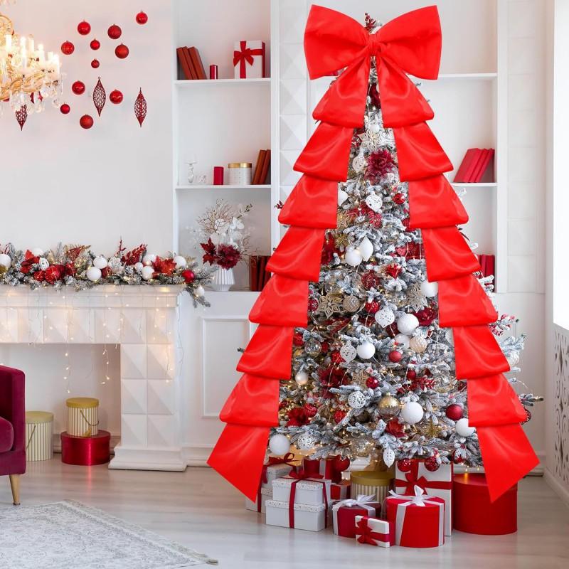 Extra Large Plush Bow Christmas Decor Hanging Ornament Tree Window Door Party Wedding Festive Decoration