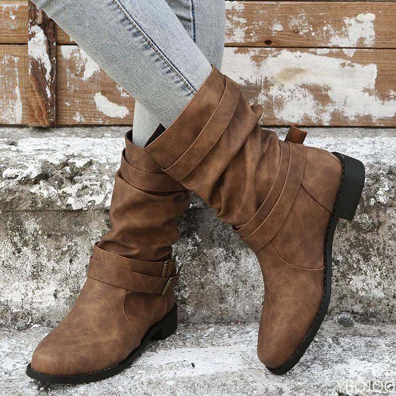 New casual versatile women's boots spring autumn fashionable comfortable pointed thick heeled women's boots
