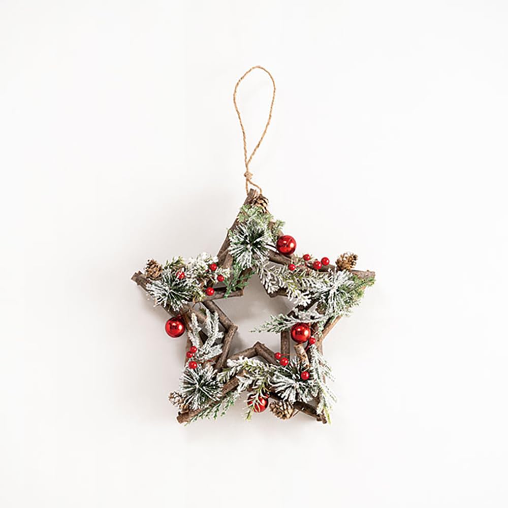 HEADS Christmas Wreath W X D X Small 1 Piece X-NW2 Decoration, 12.5" 1.7" 13.5" H, Star,