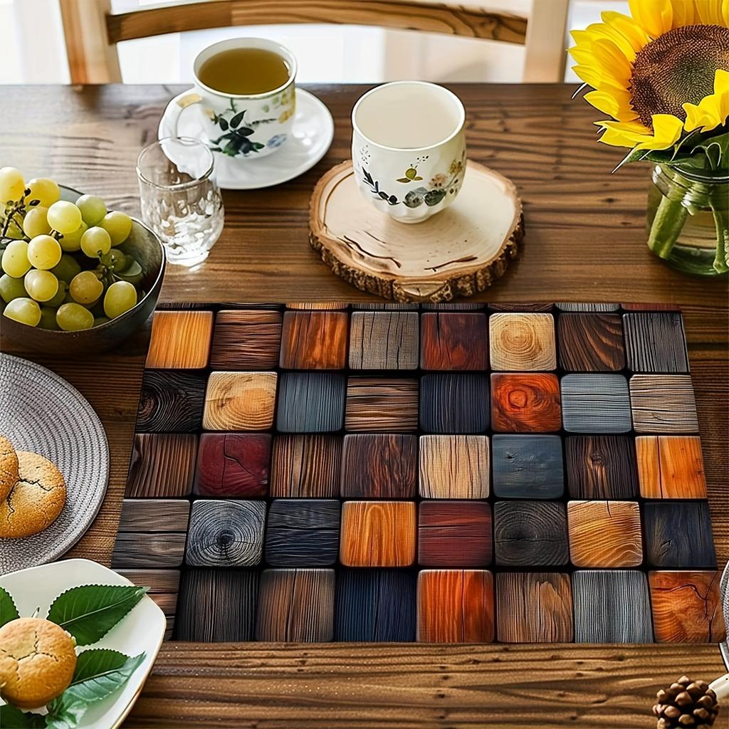 [Vintage Table Mat] 4/6pcs Vintage Oil Painting Table Mat Set | Popular Home Placemats, Festive Seasonal Country Style Washable Table Mats