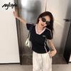 MJ STYLE Women's Color-Block V-Neck T-Shirt