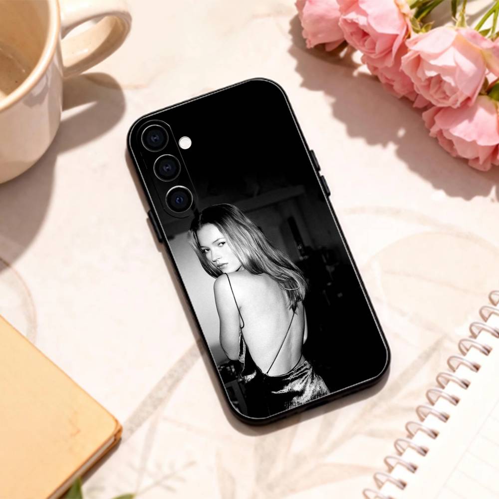 

90s Brit Retro K-Kate M-Moss phone Case For Samsung Galaxy A73,A72,A71,A70,A53,A52,A51,Others Soft Black Shell Samsung a21