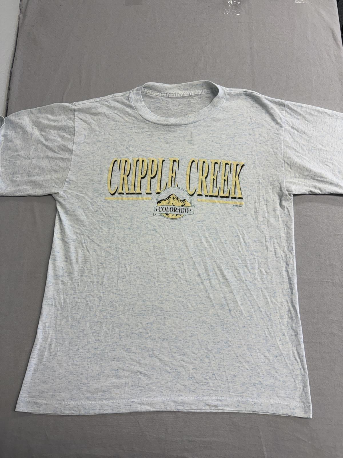 Vintage Cripple Creek Colorado T-shirt 1991 Blue Dye Tee - L XXL