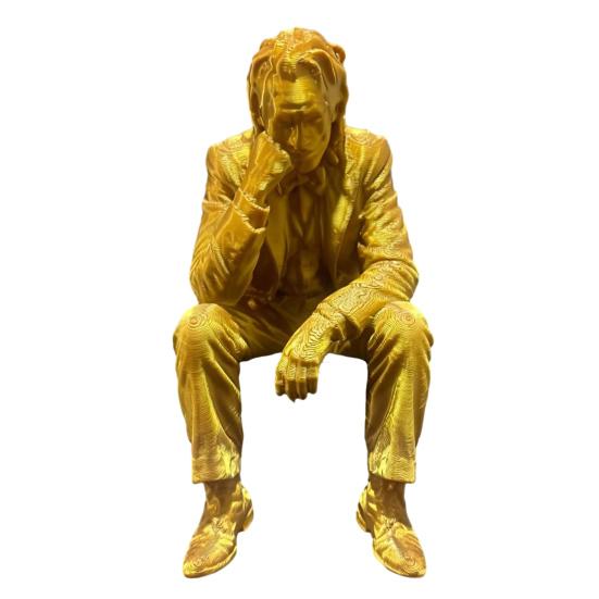 3D Printed Thinker Figurine, Small Upset Clown Shelf Sitter for Living Room Bookshelf Office Desktop Decor