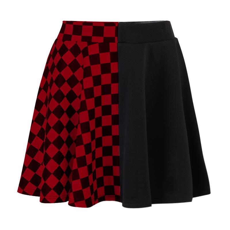 Punk Skirt Gothic Plaid A Line Mini Skirts Harajuku Streetwear Sexy Plaid Patchwork Skirt
