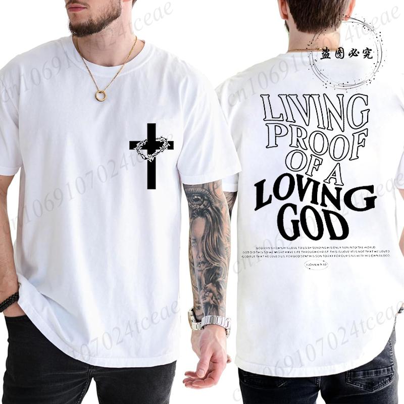 Letní pánská trička Pohodlná s kulatým výstřihem Krátký rukáv Ležérní tričko Křesťanský Ježíš Biblický verš Potisk Pánská módní trička