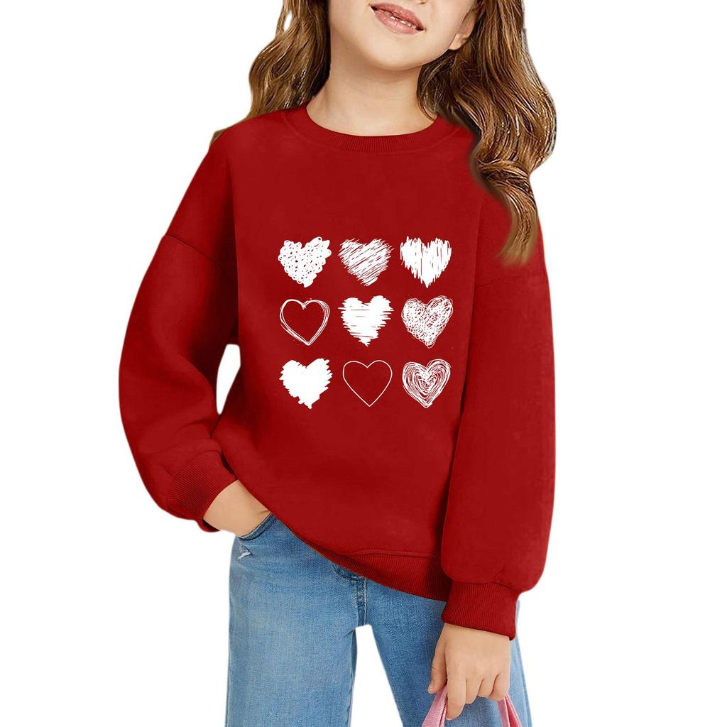 Mädchen Rundhals-Pullover für Kinder Bedruckte Baby-Oberteile Valentinstag
