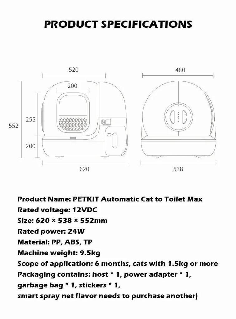 New MAX-2 Self-cleaning Cat Litter Toilet, Sand Proof and Leak Proof Enclosed Cat Toilet, Intelligent Remote Control