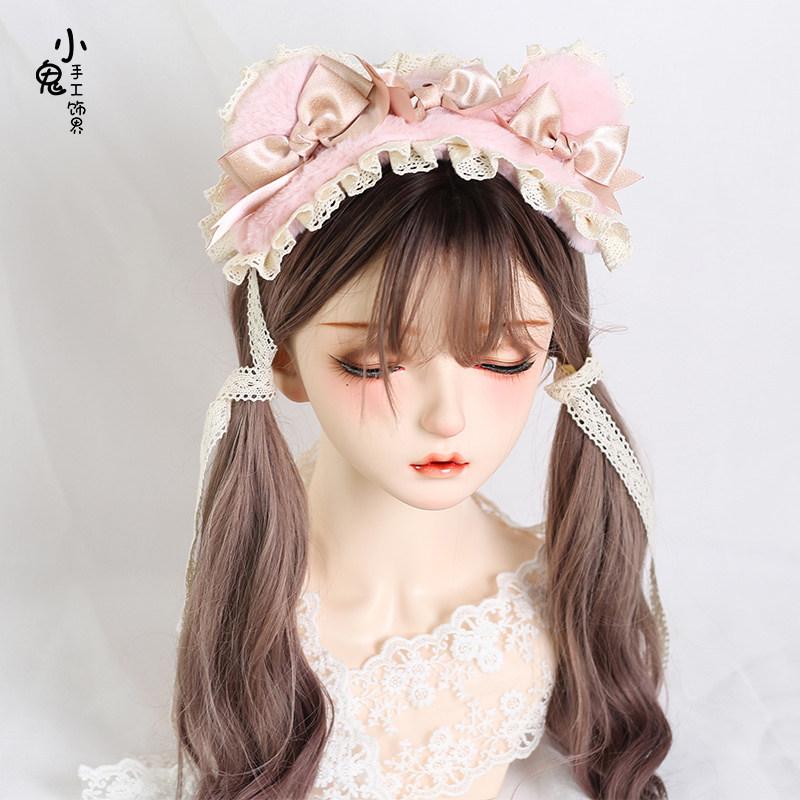 Original Handmade Angel Bear Boy Headband Small Accessories Small Top Hat Sweet Cute Bear Ear Lolita Flower Ball