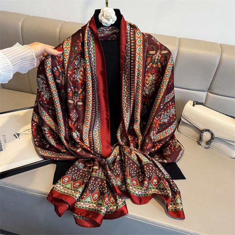 180*80cm Great Hijab Wheal Satin Sort Spring Spring New Shallow Women's Hand Foulard Pashmina Travel Scarf  New