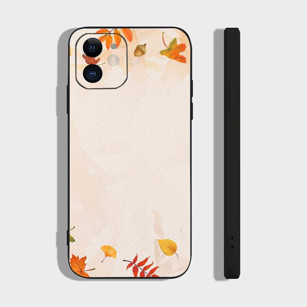 Autumn Maple Leaf Decoration Phone Case For IPhone 17 Air 16 15 14 13 Pro Max 11 12 Black Silicone Cover