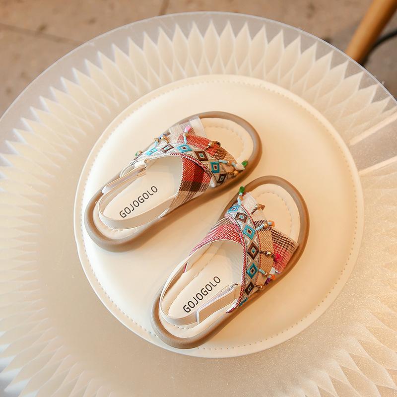 Fashion Girl Shoes New Versatile Comfort Child Sandals Anti Slip Soft Sole Retro Princess Shoes Ethnic Trend Flat Sandals Girls