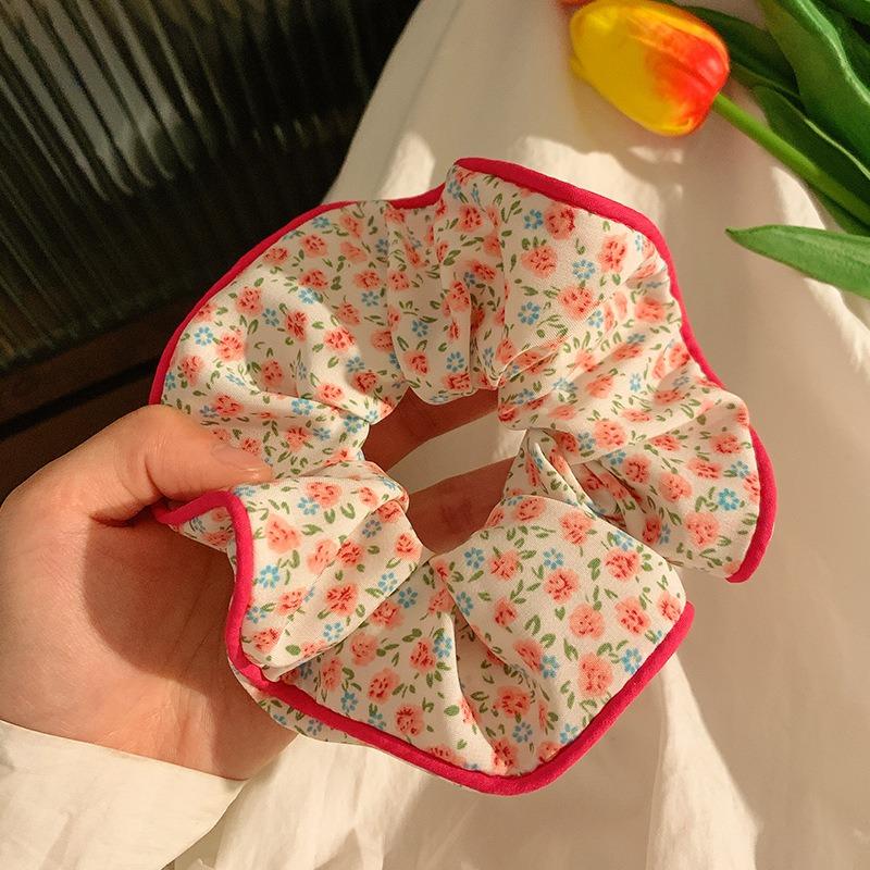 Cute Sweet Flower Scrunchie Women Girls Floral Elastic Hair Rubber Bands Accessories Tie Hair Ring Rope Headdress Headwear