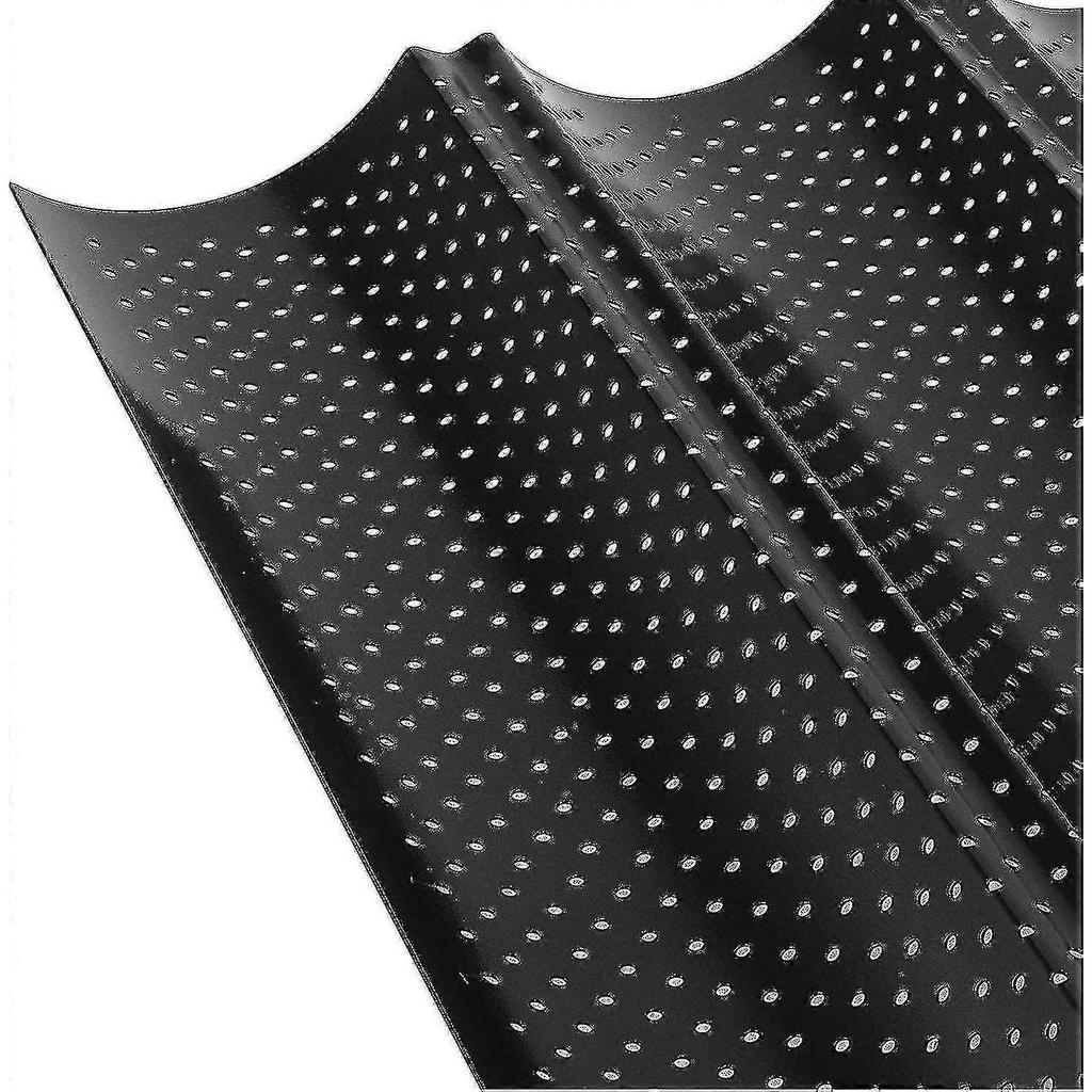 4 Pack 15 X 13 Inch Black Non-stick Perforated Baguette Pans, French Loaf Pan Baguette Tray 4 Wavy Loaves Loaf Pan For Baking -gt