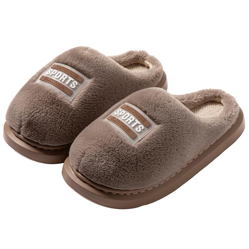 Plüsch-Baumwollpantoffeln Herbst und Winter Indoor Zuhause Zuhause Schleife dicker Boden Plüsch warm Baumwolle Hausschuhe