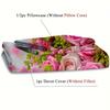 Pink Rose 3D Printed Quilt Cover Elegant Romantic Love Garden Country Style Duvet Cover Soft Comfortable Bedding Set Pillowcases
