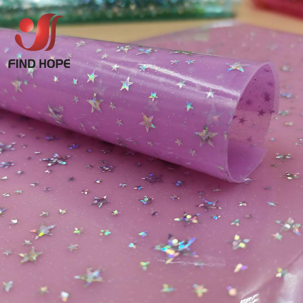 A4 opalizujący holograficzny blask pcv winyl błyszczący gwiazda tkanina błyszczący przezroczysty przezroczysty DIY Handmade Bow Craft torby arkusze