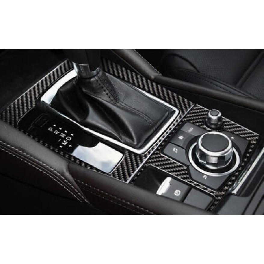 Real Carbon Fiber Console Gear Shift Frame Cover Trim For Mazda 3 Axela 2017-19