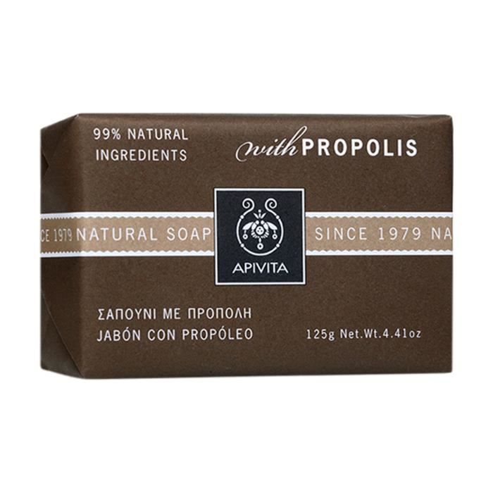 Natural Soap with Propolis - APIVITA - Antiseptic Cleanser for Face and Body - 125 G